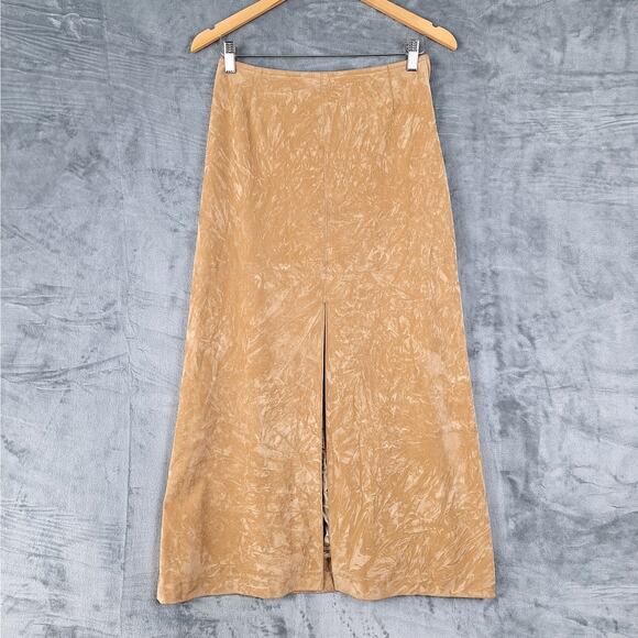Womens Skirt 6 Vintage Boho Maxi Suede Quiet Luxury Old‎ Money Western Brown - Picture 1 of 7